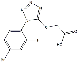 2-{[1-(4-bromo-2-fluorophenyl)-1H-1,2,3,4-tetrazol-5-yl]sulfanyl}acetic acid Struktur