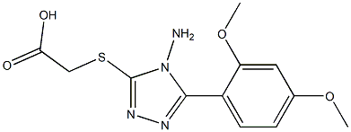 2-{[4-amino-5-(2,4-dimethoxyphenyl)-4H-1,2,4-triazol-3-yl]sulfanyl}acetic acid Struktur