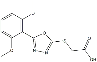 2-{[5-(2,6-dimethoxyphenyl)-1,3,4-oxadiazol-2-yl]sulfanyl}acetic acid Struktur