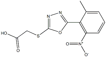 2-{[5-(2-methyl-6-nitrophenyl)-1,3,4-oxadiazol-2-yl]sulfanyl}acetic acid Struktur