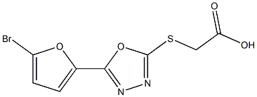 2-{[5-(5-bromofuran-2-yl)-1,3,4-oxadiazol-2-yl]sulfanyl}acetic acid Struktur