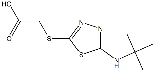 2-{[5-(tert-butylamino)-1,3,4-thiadiazol-2-yl]sulfanyl}acetic acid Struktur