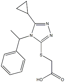 2-{[5-cyclopropyl-4-(1-phenylethyl)-4H-1,2,4-triazol-3-yl]sulfanyl}acetic acid Struktur