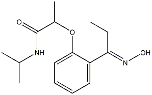 2-{2-[1-(hydroxyimino)propyl]phenoxy}-N-(propan-2-yl)propanamide Struktur