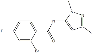 2-bromo-N-(1,3-dimethyl-1H-pyrazol-5-yl)-4-fluorobenzamide Struktur