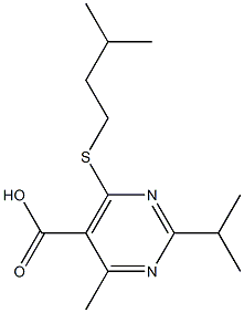 2-isopropyl-4-methyl-6-[(3-methylbutyl)thio]pyrimidine-5-carboxylic acid Struktur