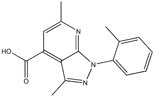 3,6-dimethyl-1-(2-methylphenyl)-1H-pyrazolo[3,4-b]pyridine-4-carboxylic acid Struktur