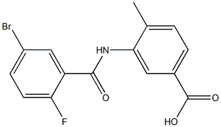 3-[(5-bromo-2-fluorobenzene)amido]-4-methylbenzoic acid Struktur