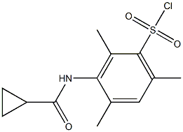 3-[(cyclopropylcarbonyl)amino]-2,4,6-trimethylbenzenesulfonyl chloride Struktur