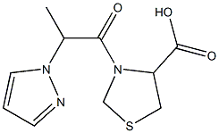 3-[2-(1H-pyrazol-1-yl)propanoyl]-1,3-thiazolidine-4-carboxylic acid Struktur