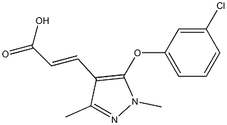 3-[5-(3-chlorophenoxy)-1,3-dimethyl-1H-pyrazol-4-yl]prop-2-enoic acid Struktur