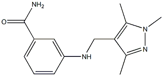 3-{[(1,3,5-trimethyl-1H-pyrazol-4-yl)methyl]amino}benzamide Struktur