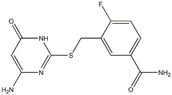 3-{[(4-amino-6-oxo-1,6-dihydropyrimidin-2-yl)sulfanyl]methyl}-4-fluorobenzamide Struktur