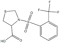 3-{[2-(trifluoromethyl)benzene]sulfonyl}-1,3-thiazolidine-4-carboxylic acid Struktur