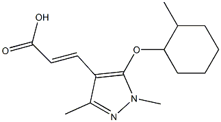 3-{1,3-dimethyl-5-[(2-methylcyclohexyl)oxy]-1H-pyrazol-4-yl}prop-2-enoic acid Struktur