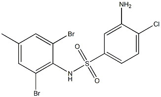 3-amino-4-chloro-N-(2,6-dibromo-4-methylphenyl)benzene-1-sulfonamide Struktur