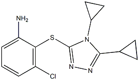 3-chloro-2-[(4,5-dicyclopropyl-4H-1,2,4-triazol-3-yl)sulfanyl]aniline Struktur