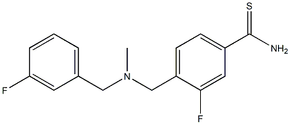 3-fluoro-4-({[(3-fluorophenyl)methyl](methyl)amino}methyl)benzene-1-carbothioamide Struktur