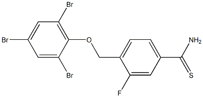 3-fluoro-4-(2,4,6-tribromophenoxymethyl)benzene-1-carbothioamide Struktur