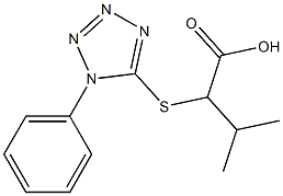 3-methyl-2-[(1-phenyl-1H-1,2,3,4-tetrazol-5-yl)sulfanyl]butanoic acid Struktur