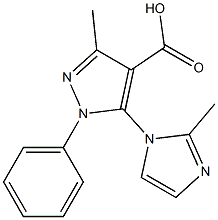 3-methyl-5-(2-methyl-1H-imidazol-1-yl)-1-phenyl-1H-pyrazole-4-carboxylic acid Struktur