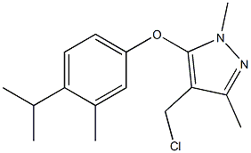 4-(chloromethyl)-1,3-dimethyl-5-[3-methyl-4-(propan-2-yl)phenoxy]-1H-pyrazole Struktur