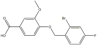 4-[(2-bromo-4-fluorophenyl)methoxy]-3-methoxybenzoic acid Struktur