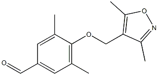 4-[(3,5-dimethyl-1,2-oxazol-4-yl)methoxy]-3,5-dimethylbenzaldehyde Struktur