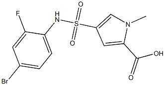 4-[(4-bromo-2-fluorophenyl)sulfamoyl]-1-methyl-1H-pyrrole-2-carboxylic acid Struktur