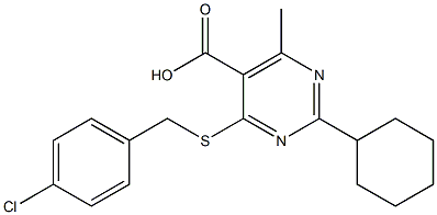 4-[(4-chlorobenzyl)thio]-2-cyclohexyl-6-methylpyrimidine-5-carboxylic acid Struktur