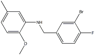 N-[(3-bromo-4-fluorophenyl)methyl]-2-methoxy-5-methylaniline Struktur