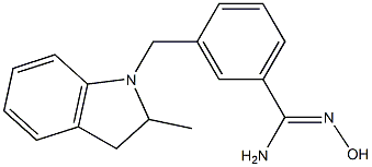 N'-hydroxy-3-[(2-methyl-2,3-dihydro-1H-indol-1-yl)methyl]benzene-1-carboximidamide Struktur