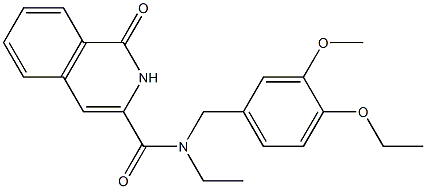 3-Isoquinolinecarboxamide,  N-[(4-ethoxy-3-methoxyphenyl)methyl]-N-ethyl-1,2-dihydro-1-oxo- Struktur