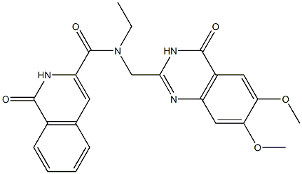 3-Isoquinolinecarboxamide,  N-[(3,4-dihydro-6,7-dimethoxy-4-oxo-2-quinazolinyl)methyl]-N-ethyl-1,2-dihydro-1-oxo- Struktur