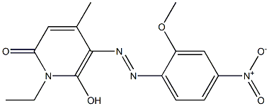 2(1H)-Pyridinone,  1-ethyl-6-hydroxy-5-[2-(2-methoxy-4-nitrophenyl)diazenyl]-4-methyl- Struktur