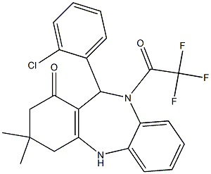 11-(2-chlorophenyl)-3,3-dimethyl-10-(trifluoroacetyl)-2,3,4,5,10,11-hexahydro-1H-dibenzo[b,e][1,4]diazepin-1-one Struktur