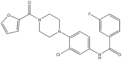 N-{3-chloro-4-[4-(2-furoyl)-1-piperazinyl]phenyl}-3-fluorobenzamide Struktur