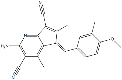 2-amino-5-(4-methoxy-3-methylbenzylidene)-4,6-dimethyl-5H-cyclopenta[b]pyridine-3,7-dicarbonitrile Struktur