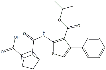 3-({[3-(isopropoxycarbonyl)-4-phenyl-2-thienyl]amino}carbonyl)bicyclo[2.2.1]heptane-2-carboxylic acid Struktur