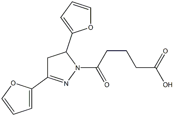 5-[3,5-di(2-furyl)-4,5-dihydro-1H-pyrazol-1-yl]-5-oxopentanoic acid Struktur