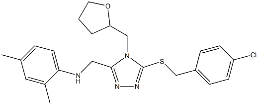 N-{[5-[(4-chlorobenzyl)sulfanyl]-4-(tetrahydro-2-furanylmethyl)-4H-1,2,4-triazol-3-yl]methyl}-2,4-dimethylaniline Struktur