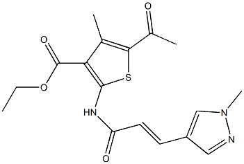 ethyl 5-acetyl-4-methyl-2-{[3-(1-methyl-1H-pyrazol-4-yl)acryloyl]amino}-3-thiophenecarboxylate Struktur