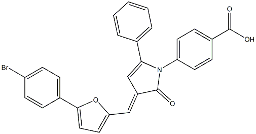 4-(3-{[5-(4-bromophenyl)-2-furyl]methylene}-2-oxo-5-phenyl-2,3-dihydro-1H-pyrrol-1-yl)benzoic acid Struktur