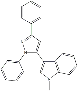 3-(1,3-diphenyl-1H-pyrazol-5-yl)-1-methyl-1H-indole Struktur