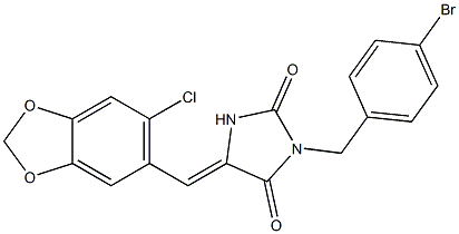 3-(4-bromobenzyl)-5-[(6-chloro-1,3-benzodioxol-5-yl)methylene]-2,4-imidazolidinedione Struktur