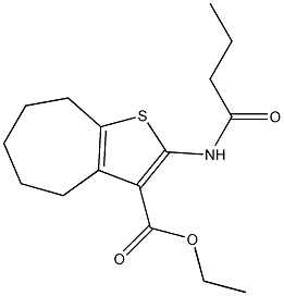 ethyl 2-(butyrylamino)-5,6,7,8-tetrahydro-4H-cyclohepta[b]thiophene-3-carboxylate Struktur