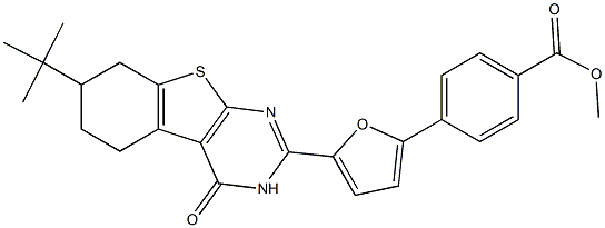 methyl 4-[5-(7-tert-butyl-4-oxo-3,4,5,6,7,8-hexahydro[1]benzothieno[2,3-d]pyrimidin-2-yl)-2-furyl]benzoate Struktur