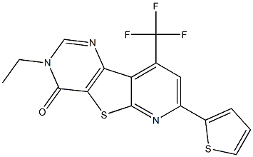 3-ethyl-7-(2-thienyl)-9-(trifluoromethyl)pyrido[3',2':4,5]thieno[3,2-d]pyrimidin-4(3H)-one Struktur