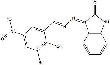 3-bromo-2-hydroxy-5-nitrobenzaldehyde (2-oxo-1,2-dihydro-3H-indol-3-ylidene)hydrazone Struktur