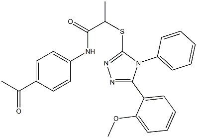 N-(4-acetylphenyl)-2-{[5-(2-methoxyphenyl)-4-phenyl-4H-1,2,4-triazol-3-yl]sulfanyl}propanamide Struktur